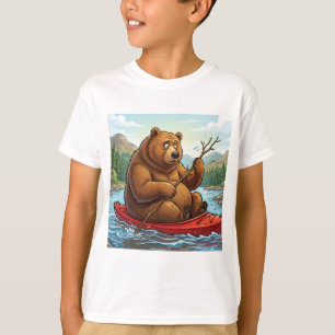 Camiseta Oso Pardo Divertido en Cayo de Dibujos Animados