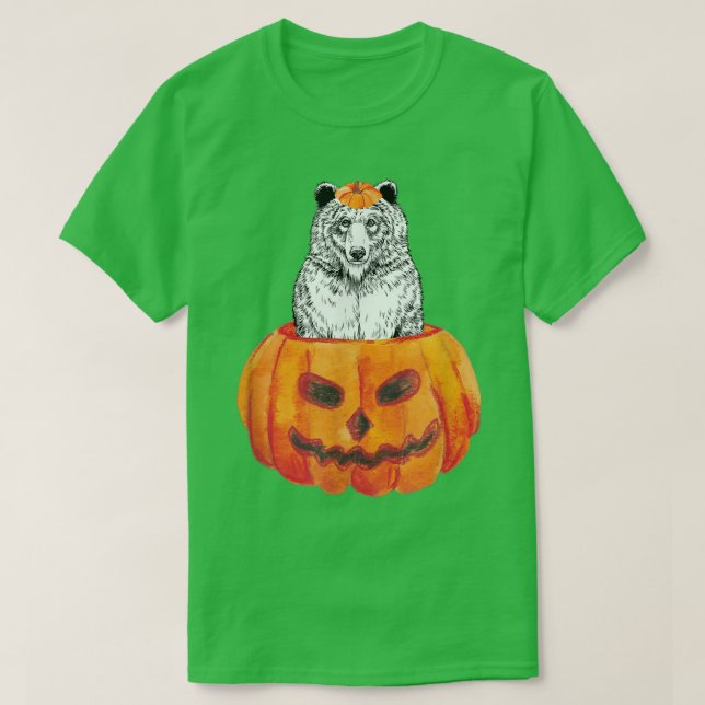Camiseta oso pardo Feliz Halloween Calabaza Woodland Anim (Diseño del anverso)
