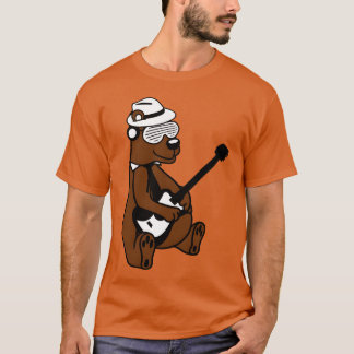 Camiseta Oso Pardo Grizzly Sentado Divertido Tocando Guitar