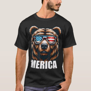 Camiseta Oso Pardo Merica Divertido Patriótico Americano Us
