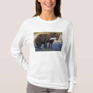 Camiseta Oso pardo, oso grizzly, con captura de salmón,
