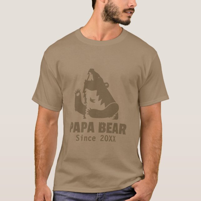 Camiseta Oso Pardo Papá Desde el Año de la Paternidad Para  (Anverso)