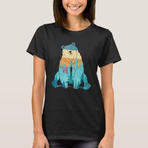 Camiseta Oso Pardo Retro Exterior Bosque Árboles Vida Silve
