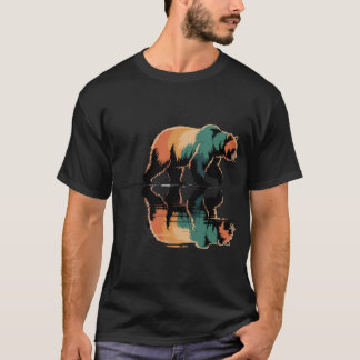 Camiseta Oso Pardo Vintage Reflejo en el Agua Fauna
