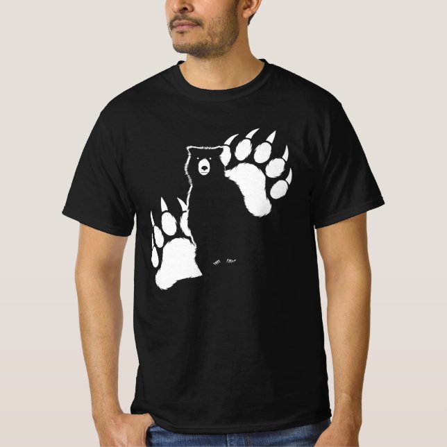 Camiseta Oso pardo y huellas Diseño gráfico (Anverso)