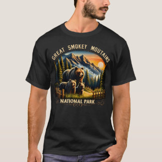 Camiseta Oso Parque Nacional Grandes Montañas Humeantes Neg