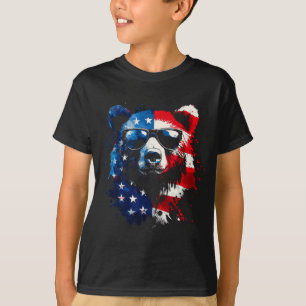 Camiseta Oso Patriótico Bandera Americana Oso Grizzly 4 De