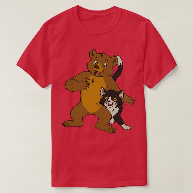 Camiseta Oso pequeño y arte de gato (Diseño del anverso)