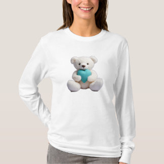 Camiseta Oso polar abrazando el corazón Verde azulado