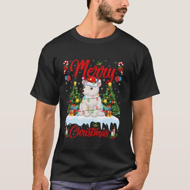 Camiseta Oso Polar Árbol de navidad mora ilumina Santa Pola (Anverso)