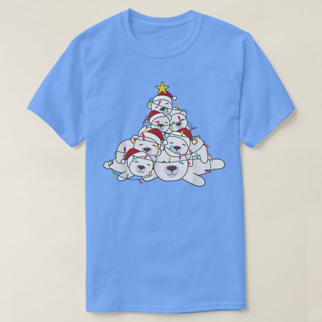 Camiseta Oso Polar Árbol de Navidad Navidades animales dive (Diseño del anverso)