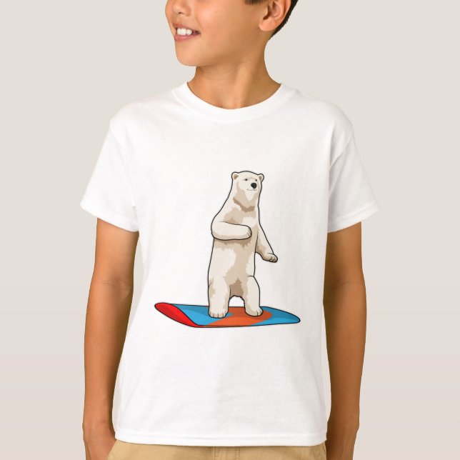 Camiseta Oso polar como snowboard con Snowboard (Anverso)