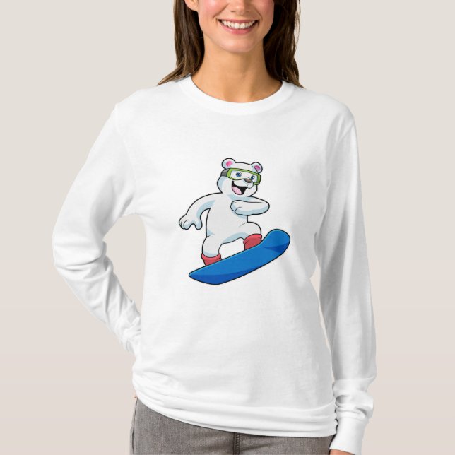 Camiseta Oso polar como snowboard con Snowboard (Anverso)