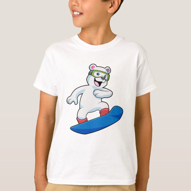 Camiseta Oso polar como snowboard con Snowboard (Anverso)