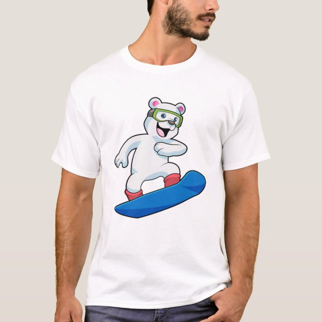 Camiseta Oso polar como snowboard con Snowboard (Anverso)