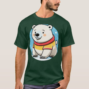 Camiseta Oso Polar Cutáneo en hirt amarillo y bufanda roja