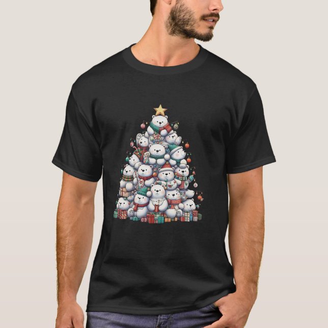 Camiseta Oso Polar Cuto Árbol De Navidad Mujeres Hombres Ni (Anverso)