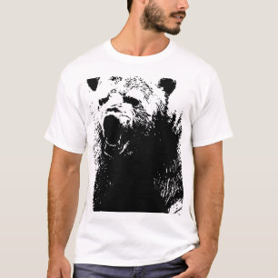 Camiseta Oso Polar de Arte Pop Blanco y Negro