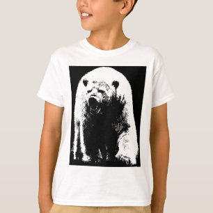 Camiseta Oso Polar de Arte Pop Blanco y Negro