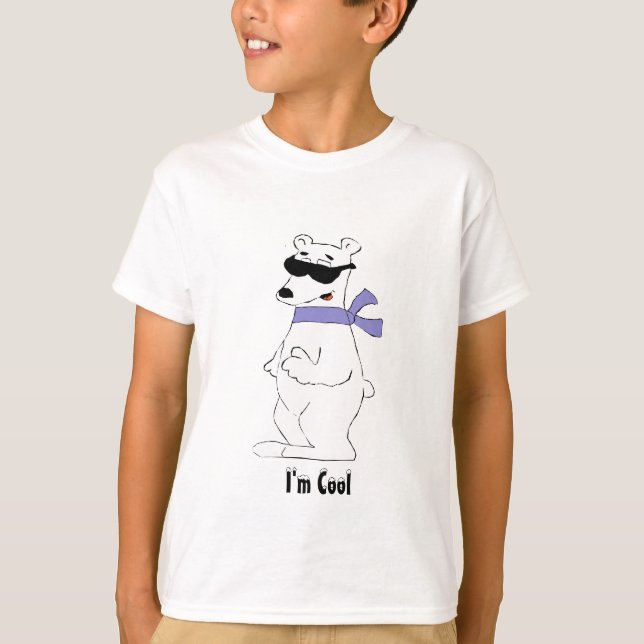 Camiseta Oso polar del dibujo animado en bufanda y sombras (Anverso)