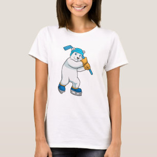 Camiseta Oso polar en hockey sobre hielo con bastón de hock