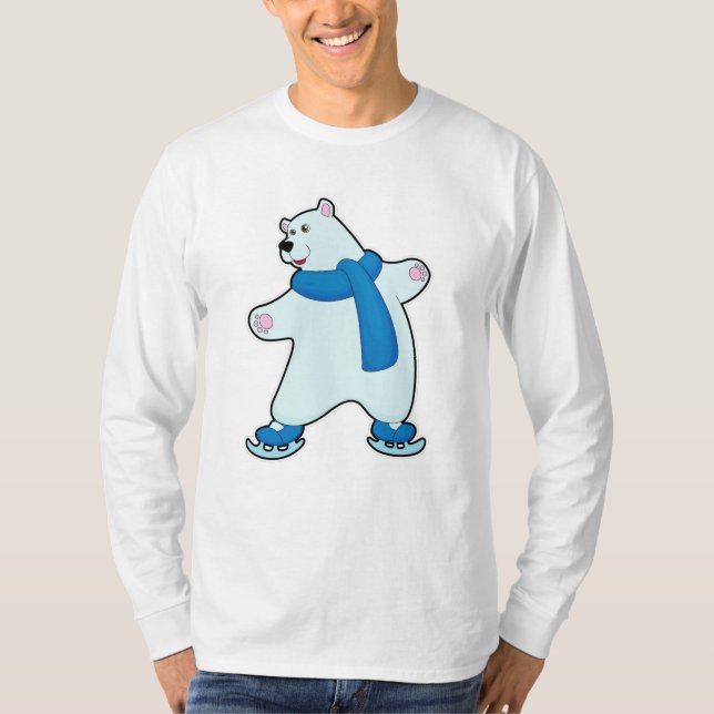 Camiseta Oso polar en patinaje sobre hielo con bufanda (Anverso)