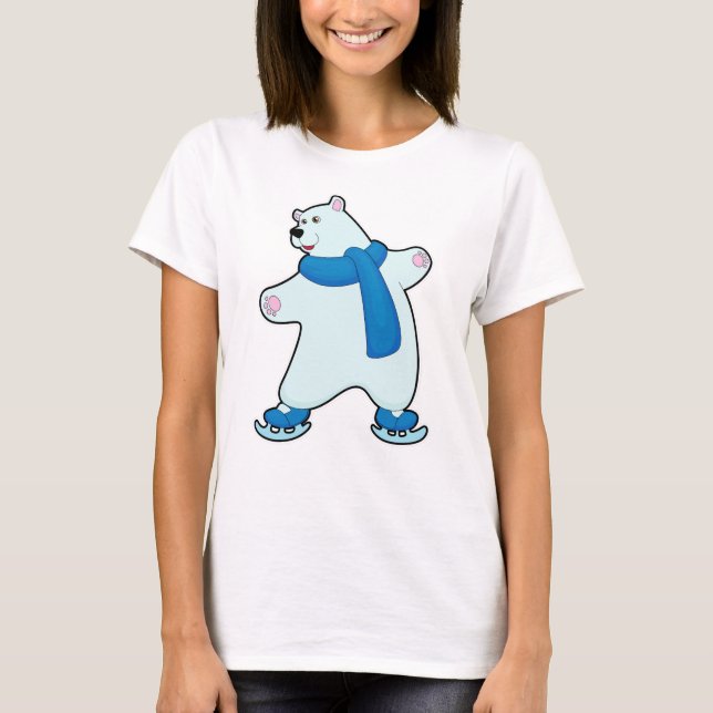 Camiseta Oso polar en patinaje sobre hielo con bufanda (Anverso)