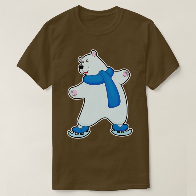 Camiseta Oso polar en patinaje sobre hielo con bufanda (Diseño del anverso)