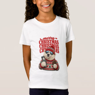 Camiseta Oso Polar Invernal Genial Feliz Navidad Gorro Rojo