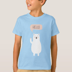 Camiseta Oso polar lindo en la nieve dice Hola