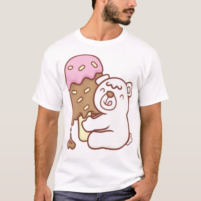 Camiseta Oso polar lindo sosteniendo helado de solla grande (Anverso)