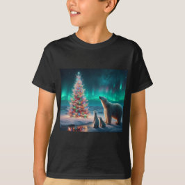 Camiseta Oso Polar Mamá Cubre Árbol De Navidad Aurora Borea