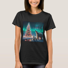 Camiseta Oso Polar Mamá Cubre Árbol De Navidad Aurora Borea