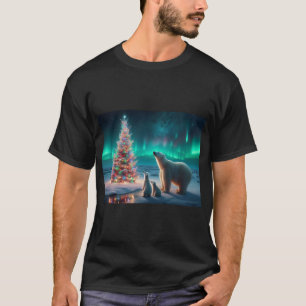 Camiseta Oso Polar Mamá Cubre Árbol De Navidad Aurora Borea