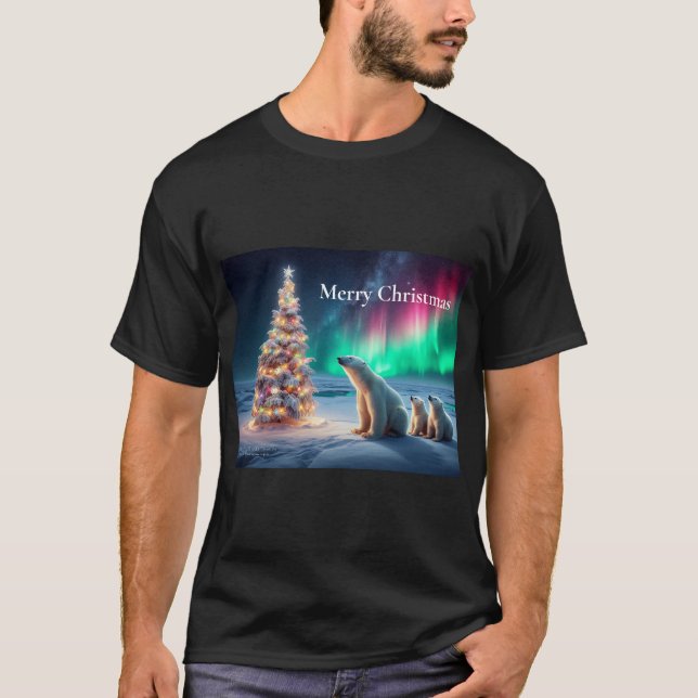 Camiseta Oso Polar: Mamá se queda con el árbol de navidad d (Anverso)