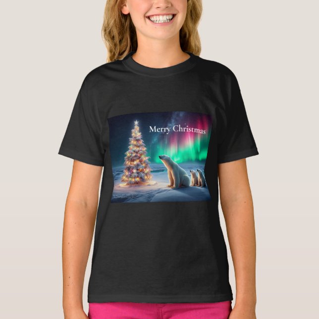 Camiseta Oso Polar: Mamá se queda con el árbol de navidad d (Anverso)