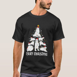 Camiseta Oso Polar Merry Árbol de Navidad Santa Hat Luces S