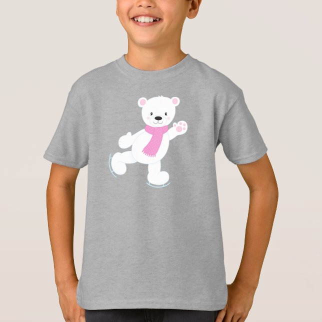Camiseta Oso Polar, Oso Blanco, Oso De Patinaje Hielo, Esca (Anverso)