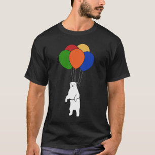 Camiseta Oso polar que vuela con los globos del cumpleaños
