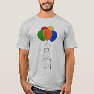 Camiseta Oso polar que vuela con los globos del cumpleaños