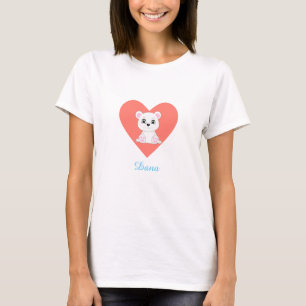 Camiseta Oso polar sobre el corazón y la caligrafía