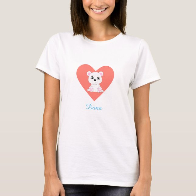 Camiseta Oso polar sobre el corazón y la caligrafía (Anverso)