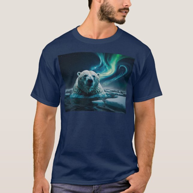 Camiseta Oso Polar, Suelos de Hielo y Arte Aurora (Anverso)