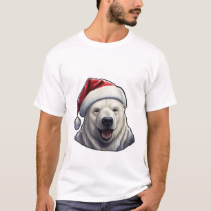 Camiseta Oso Polar usando un Sombrero Santa