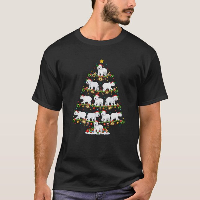 Camiseta Oso Polar Xmas Árbol iluminar oso Santa Polar Chr (Anverso)