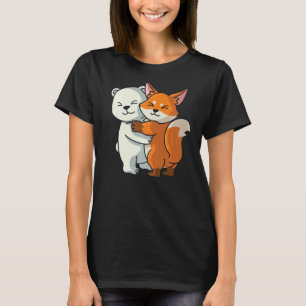 Camiseta Oso Polar Y Fox Cute Chica De Acoso A Animales