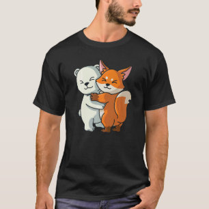 Camiseta Oso Polar Y Fox Cute Chica De Acoso A Animales