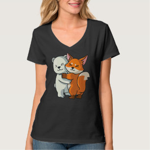 Camiseta Oso Polar Y Fox Cute Chica De Acoso A Animales