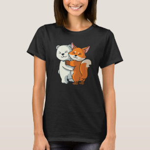 Camiseta Oso Polar Y Fox Cute Chica De Acoso A Animales