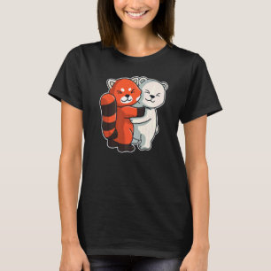 Camiseta Oso Polar Y Panda Rojo Cute Animales Para Mujeres 